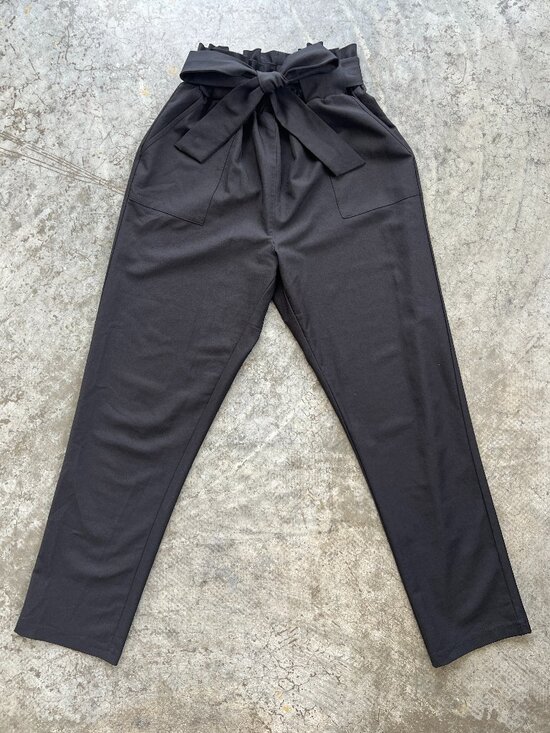Grace Karin Pants - Grace Karin Black Paper Bag Pants Stretchy Elastic Waist Trousers Women's Medium